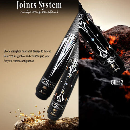 JETCUE ジェットキュー ビリヤード カーボンシャフト搭載キュー【Glint】GLI2 天然黒檀木（エボニー） アラベスクインレイモデル