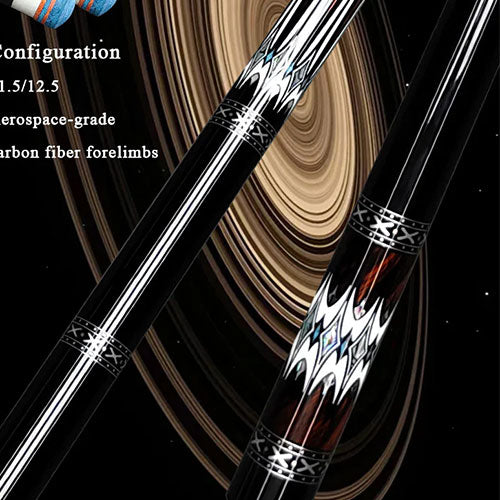 JETCUE ジェットキュー ビリヤード カーボンシャフト搭載キュー【Stellar】STE1 ココボロ × 天然黒檀木（エボニー）ラグジュアリーインレイ ノーラップモデル